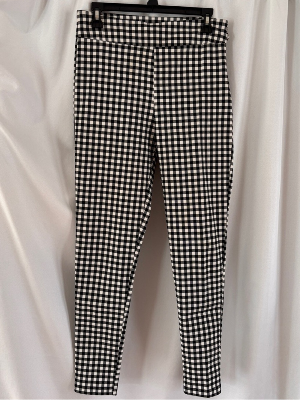 Zara Black and White Gingham Slim Fit Chinos